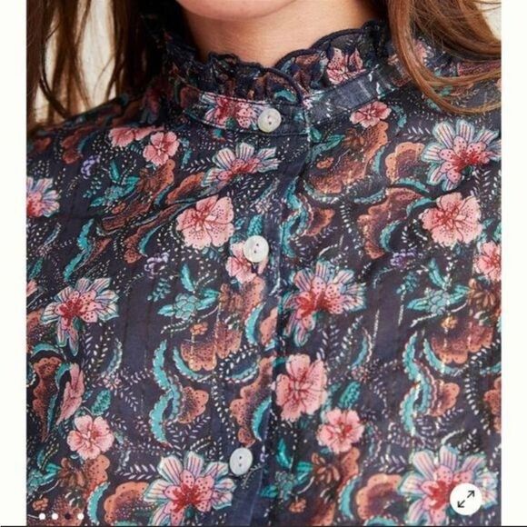 Louise Misha floral Button Front Long Sleeve Ruffle blouse - Picture 14 of 15